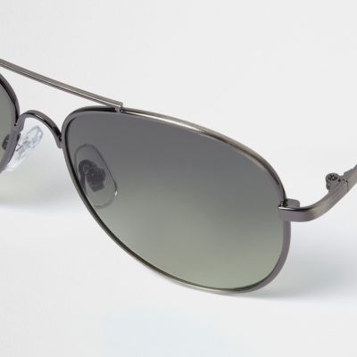 Boys dark silver gunmetal aviator sunglasses